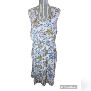 Rachel Zoe women's cream floral v-neck sleeveless dress size 12